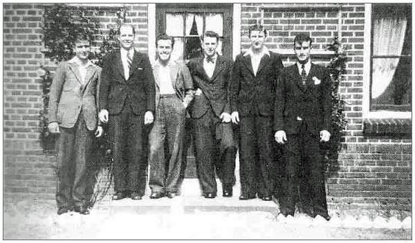 T/Sgt. Raymond E. Swick - 2nd of right - with other evaders