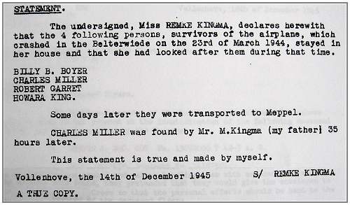 Statement - Miss Renske Kingma - 14 Dec 1945
