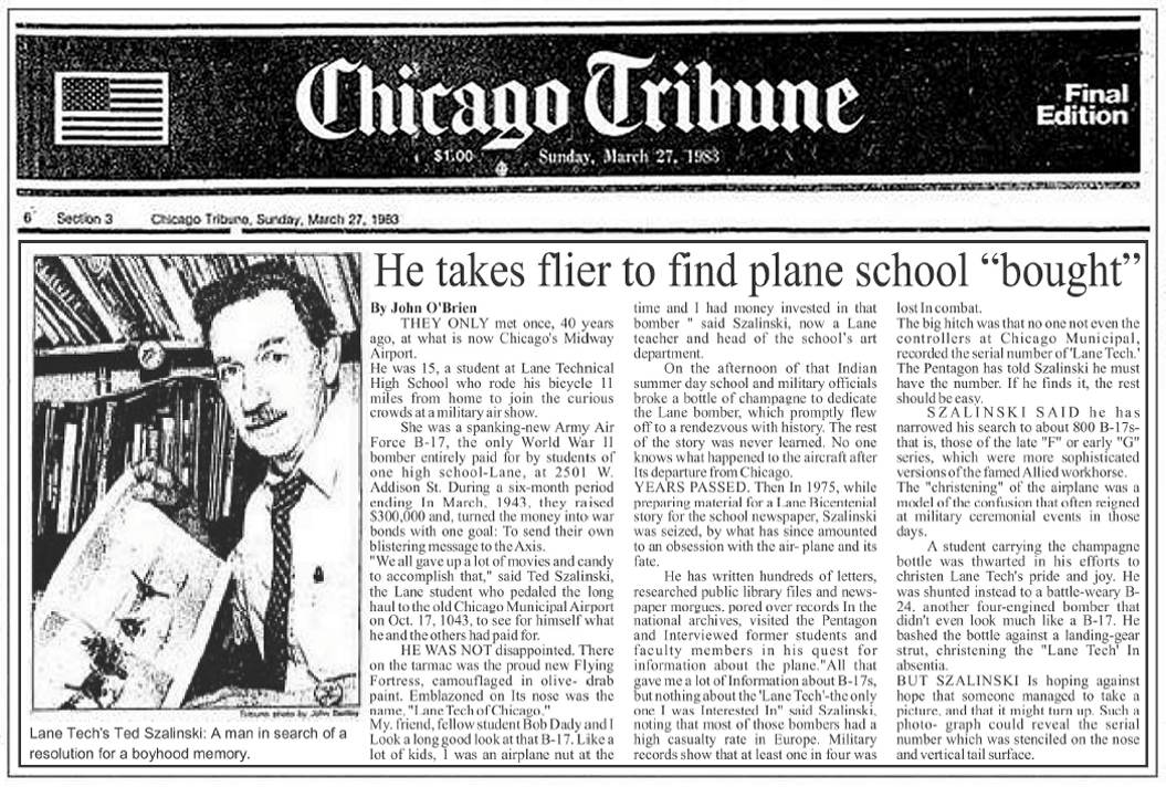Ted Szalinski - He takes flier to find plane school 'bought' in 1943
