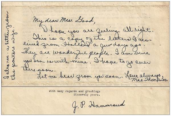 Letter (copy) from Mrs. Mae Thompson to Mrs. Good - 06 Jul 1945