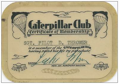 Caterpillar Club - Sgt. Pilot D. Thrower