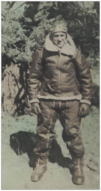 T/Sgt. Vernon Pierce Brubaker Jr. in flying suit - likely 1943