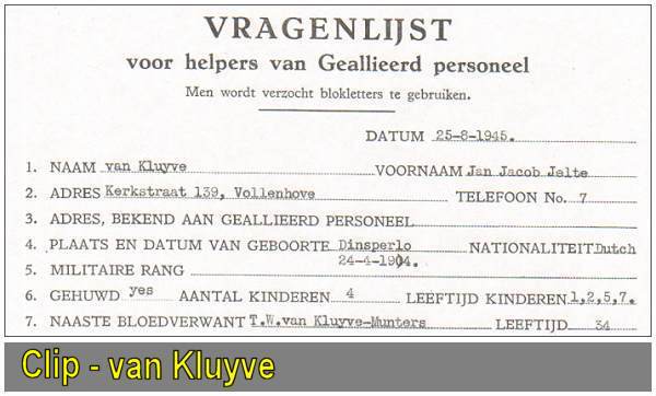 Clip of 'Vragenlijst' - Jan Jacob Jelte van Kluyve - 25 Aug 1945 - Vollenhove
