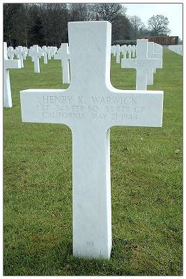 Headstone - 1st Lt. Henry Kirkham Warwick - Neupre, Belgium