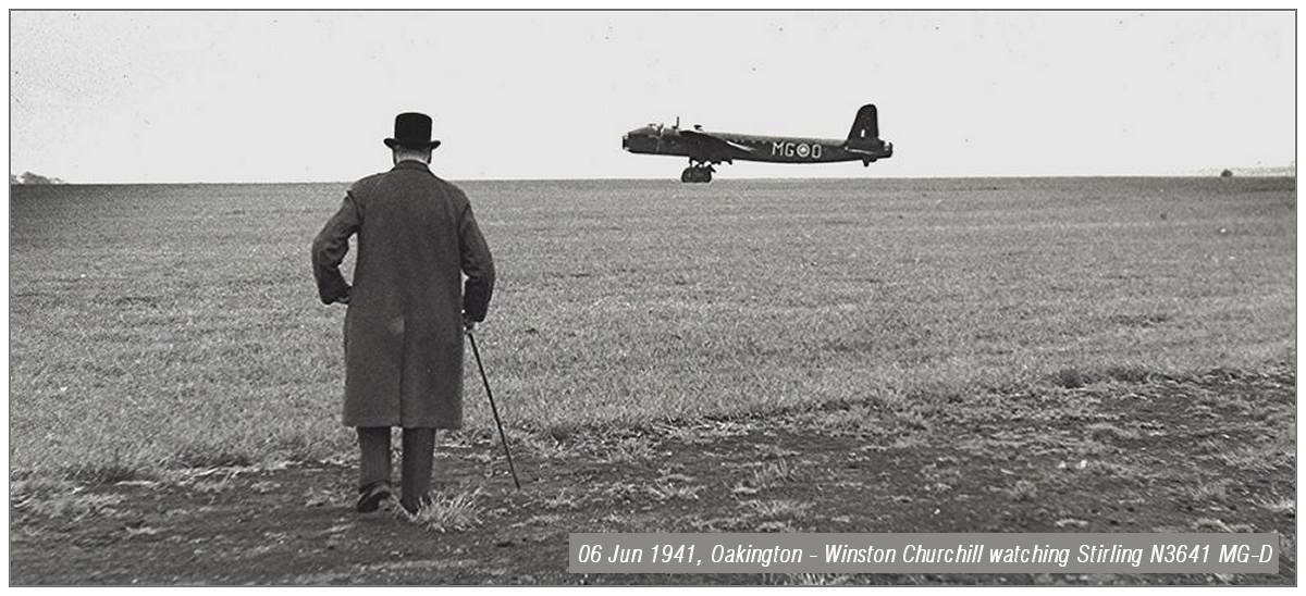 06 Jun 1941, Oakington - Winston Churchill watching Stirling N3641 MG-D